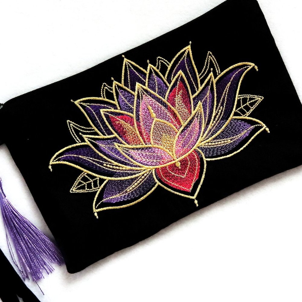 Gilded Lotus Wristlet Purse